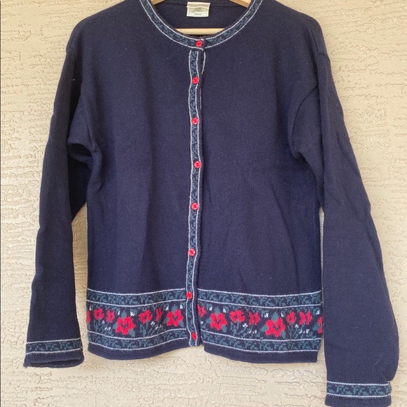 Laura Ashley Sweaters - Laura Ashley Vintage Wool Cardigan Sweater  Made In Great Britain Size M